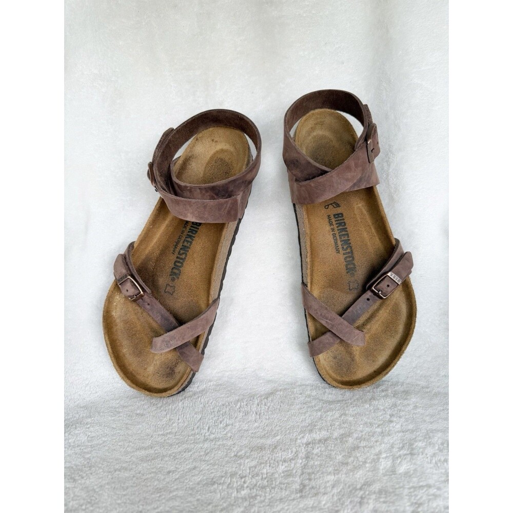 BIRKENSTOCK YARA HABANA ANKLE WRAP STRAP REAL LEATHER 39 EUC